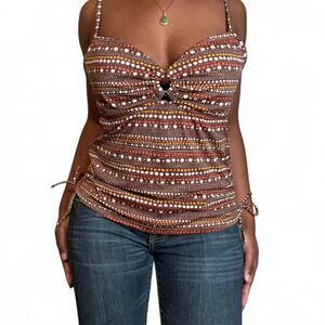 Island Escape Multicolor Polka Dot Tank Top, Medium